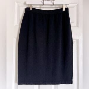 St. John Collection Santana Knit Black Pencil Skirt Medium Caviar Black